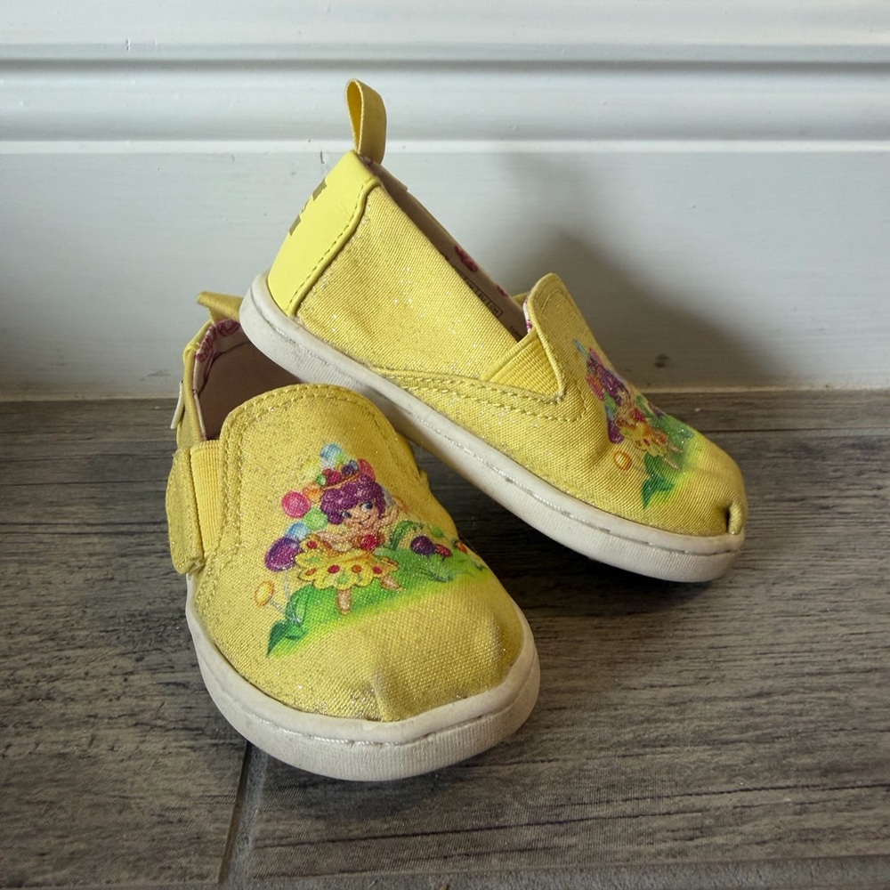 Toms Kids Yellow Slip-On Candyland Sneakers with Colorful Floral Character